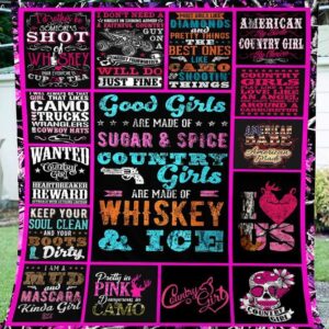 Country Girl Pink Camo Muddy Girl  Quotes Quilt Gift Ideas For Country Girls And Women Premium Quilt Size Throw